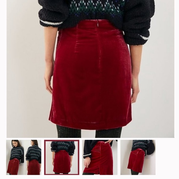 Anthropologie crushed velvet skirt with front ruching detail - Picture 2 of 10